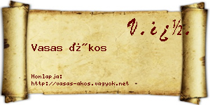 Vasas Ákos névjegykártya